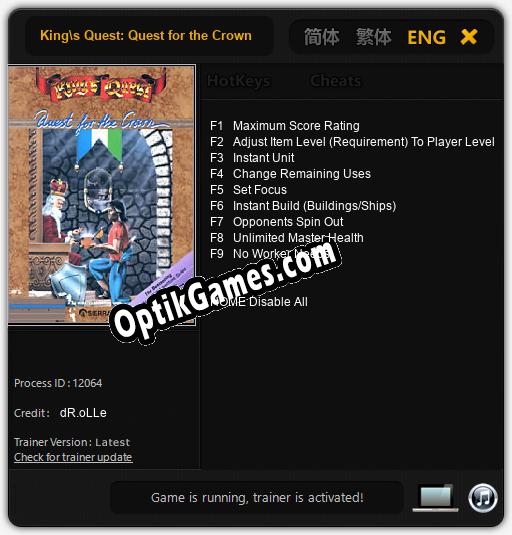 Kings Quest: Quest for the Crown: Trainer +9 [v1.6]