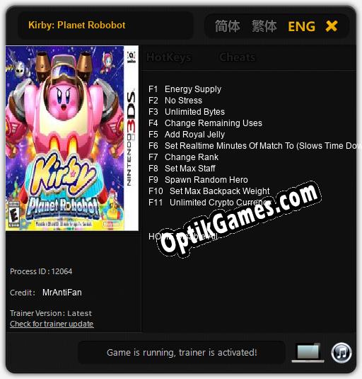 Trainer for Kirby: Planet Robobot [v1.0.2]