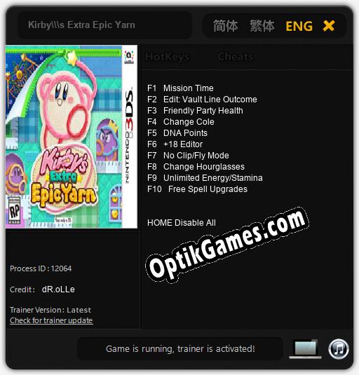 Kirby\s Extra Epic Yarn: Trainer +10 v1.9 » Downloads from OptikGames.COM