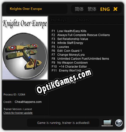 Knights Over Europe: Cheats, Trainer +11 [CheatHappens.com]