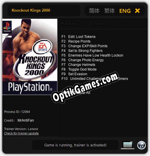 Trainer for Knockout Kings 2000 [v1.0.8]