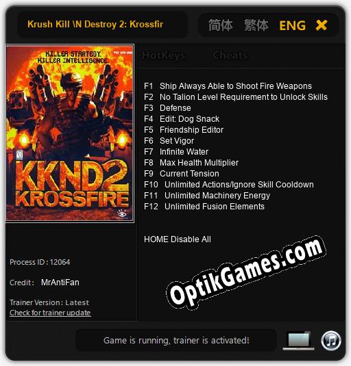 Krush Kill N Destroy 2: Krossfire: TRAINER AND CHEATS (V1.0.82)