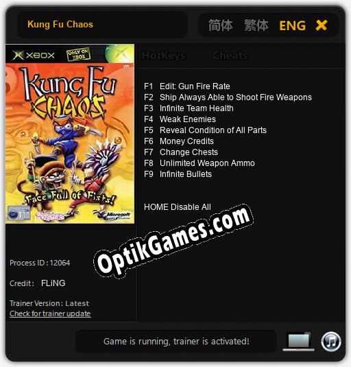 Kung Fu Chaos: TRAINER AND CHEATS (V1.0.78)