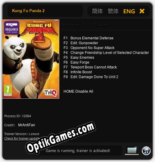 Trainer for Kung Fu Panda 2 [v1.0.2]