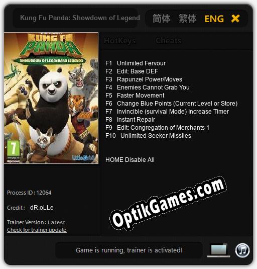 Trainer for Kung Fu Panda: Showdown of Legendary Legends [v1.0.3]