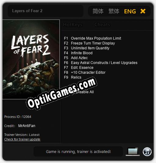 Trainer for Layers of Fear 2 [v1.0.3]