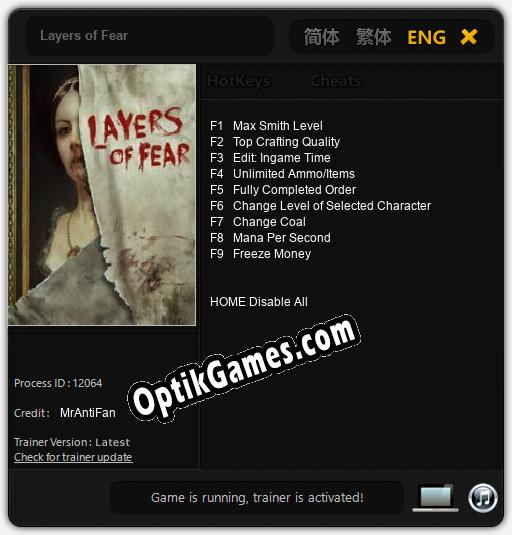 Layers of Fear: Cheats, Trainer +9 [MrAntiFan]