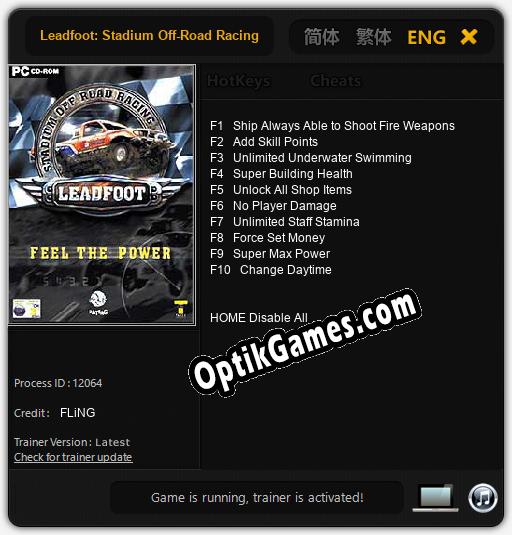 Trainer for Leadfoot: Stadium Off-Road Racing [v1.0.1]