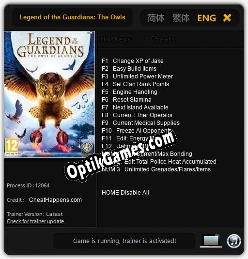 Legend of the Guardians: The Owls of GaHoole: Cheats, Trainer +15 [CheatHappens.com]
