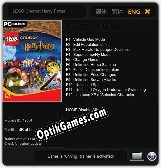 Trainer for LEGO Creator: Harry Potter [v1.0.8]