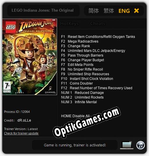 LEGO Indiana Jones: The Original Adventures: Cheats, Trainer +15 [dR.oLLe]