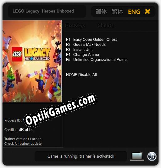 LEGO Legacy: Heroes Unboxed: TRAINER AND CHEATS (V1.0.48)