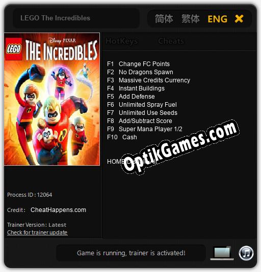 LEGO The Incredibles: Cheats, Trainer +10 [CheatHappens.com]