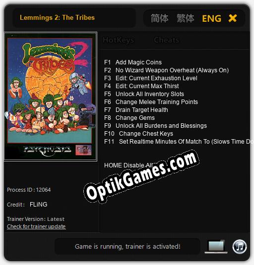 Lemmings 2: The Tribes: TRAINER AND CHEATS (V1.0.36)