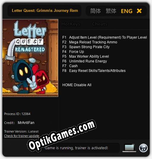 Letter Quest: Grimms Journey Remastered: Trainer +8 [v1.2]