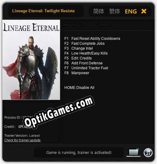 Lineage Eternal: Twilight Resistance: Cheats, Trainer +8 [dR.oLLe]