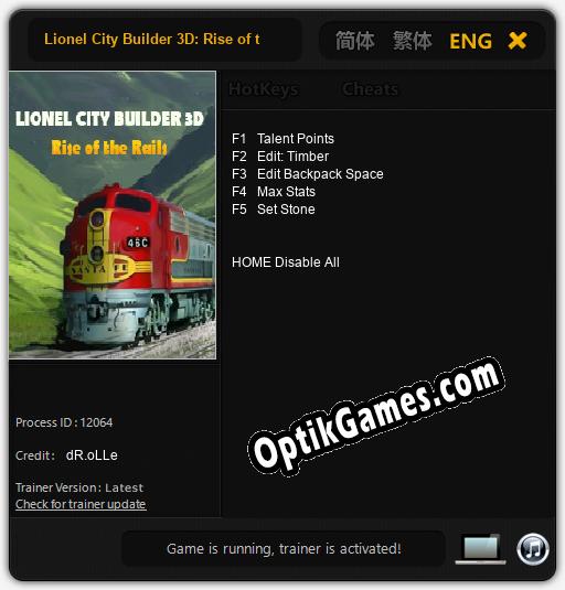 Lionel City Builder 3D: Rise of the Rails: Trainer +5 [v1.1]