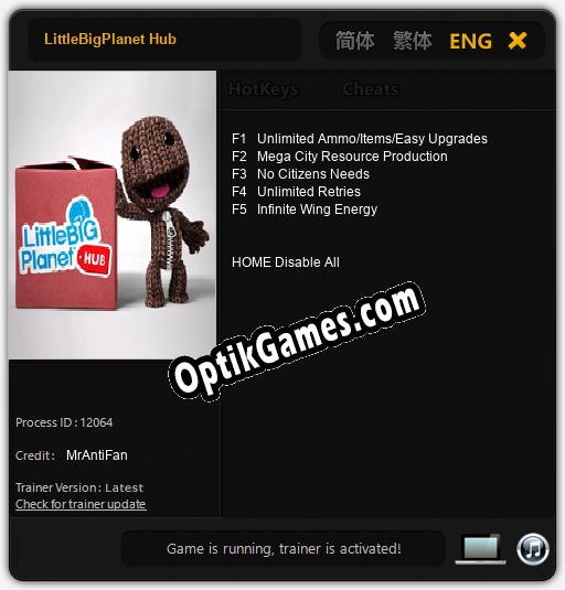 Trainer for LittleBigPlanet Hub [v1.0.8]