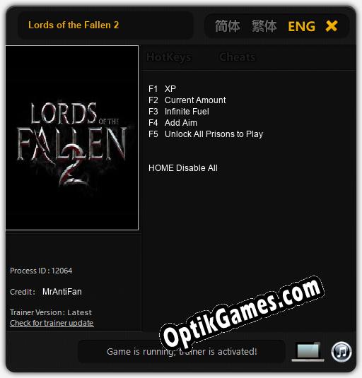 Lords of the Fallen 2: TRAINER AND CHEATS (V1.0.37)