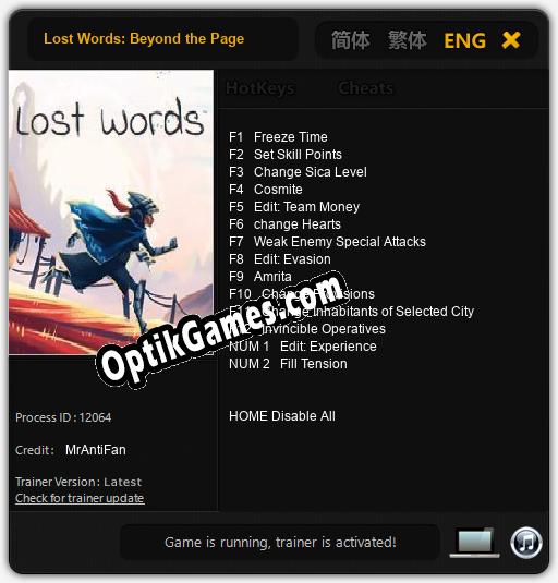 Lost Words: Beyond the Page: TRAINER AND CHEATS (V1.0.10)