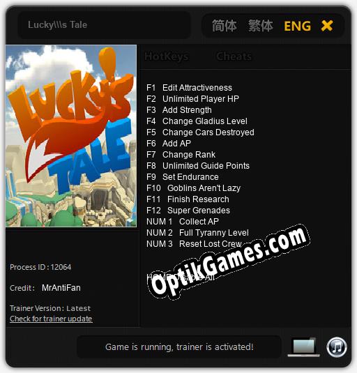 Trainer for Luckys Tale [v1.0.1]