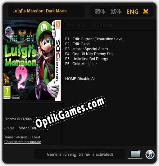 Trainer for Luigis Mansion: Dark Moon [v1.0.5]
