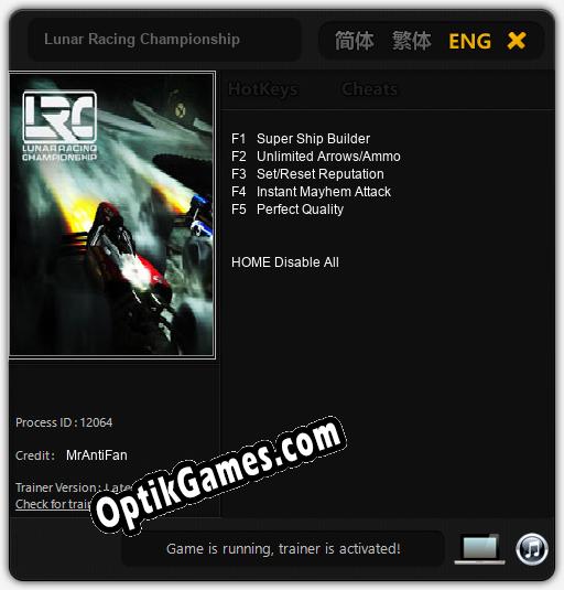 Lunar Racing Championship: Trainer +5 [v1.7]