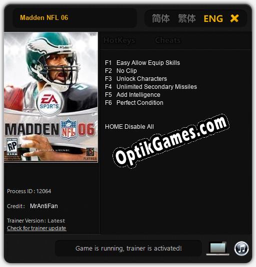 Madden NFL 06: Trainer +6 [v1.4]