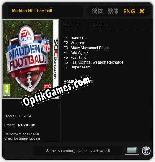 Trainer for Madden NFL Football [v1.0.4]