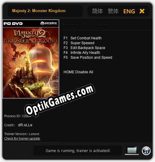 Majesty 2: Monster Kingdom: TRAINER AND CHEATS (V1.0.60)