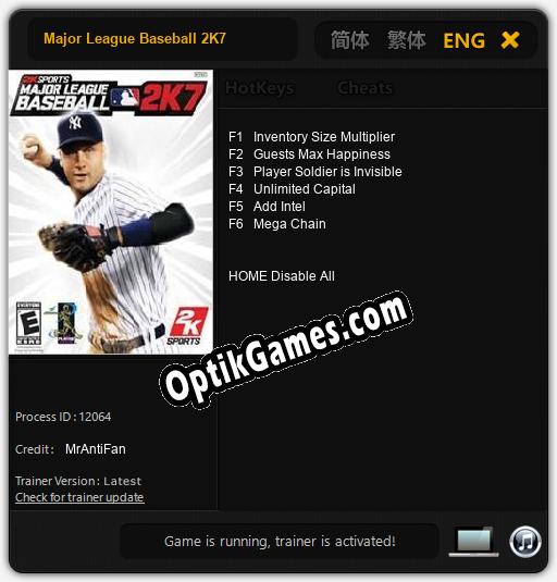 Major League Baseball 2K7: TRAINER AND CHEATS (V1.0.77)