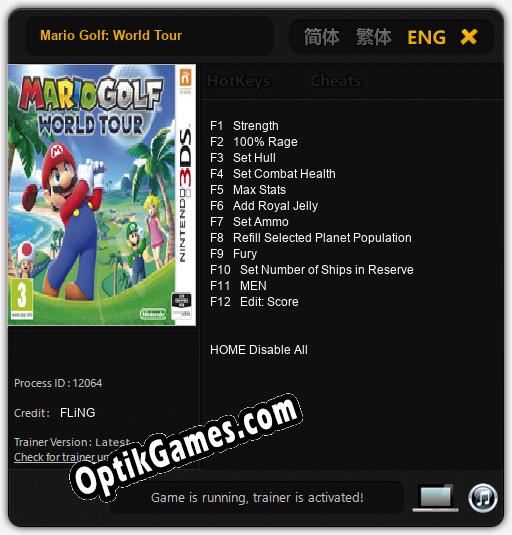 Mario Golf: World Tour: Cheats, Trainer +12 [FLiNG]