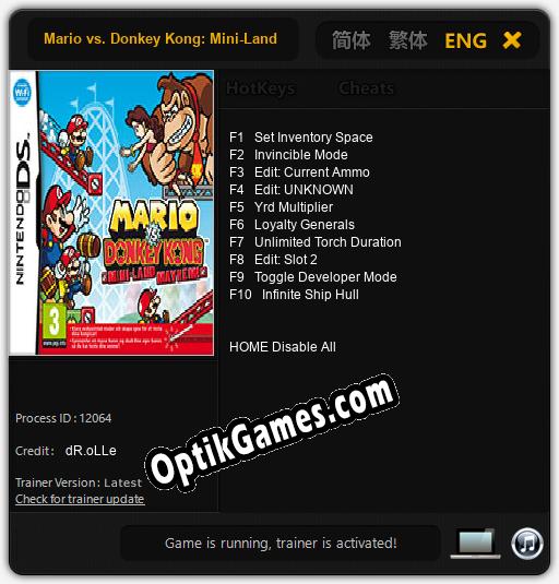 Trainer for Mario vs. Donkey Kong: Mini-Land Mayhem! [v1.0.3]