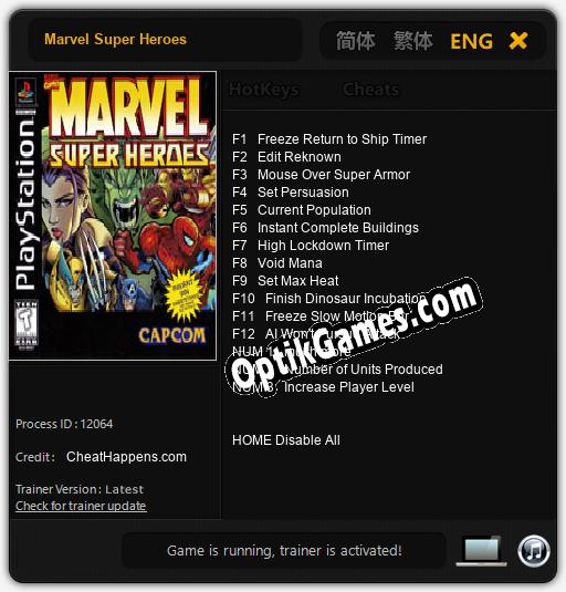 Marvel Super Heroes: TRAINER AND CHEATS (V1.0.56)