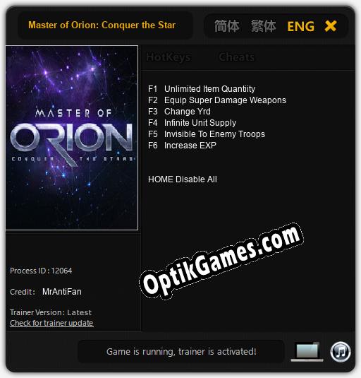 Master of Orion: Conquer the Stars: TRAINER AND CHEATS (V1.0.90)