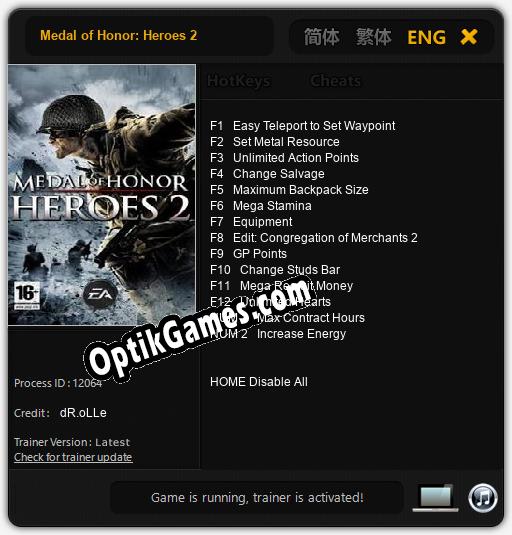 Medal of Honor: Heroes 2: Trainer +14 [v1.1]