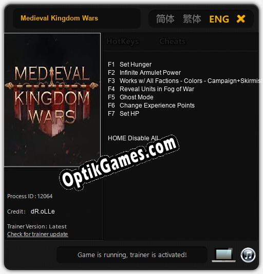 Medieval Kingdom Wars: Trainer +7 [v1.2]