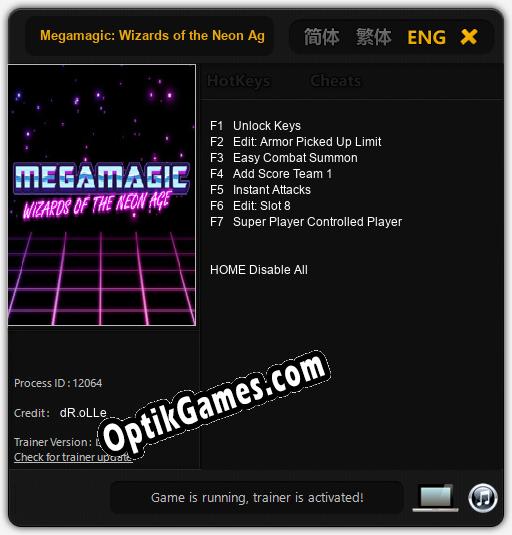 Megamagic: Wizards of the Neon Age: TRAINER AND CHEATS (V1.0.4)