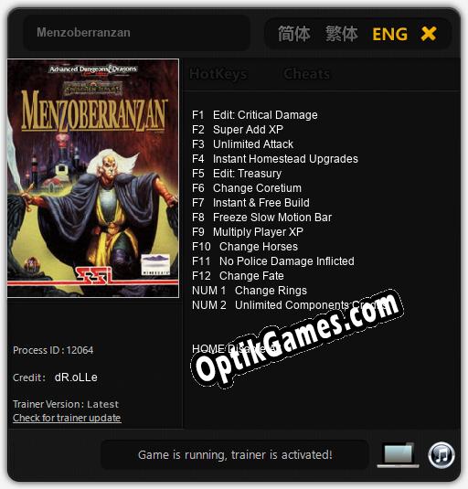 Menzoberranzan: Trainer +14 [v1.2]