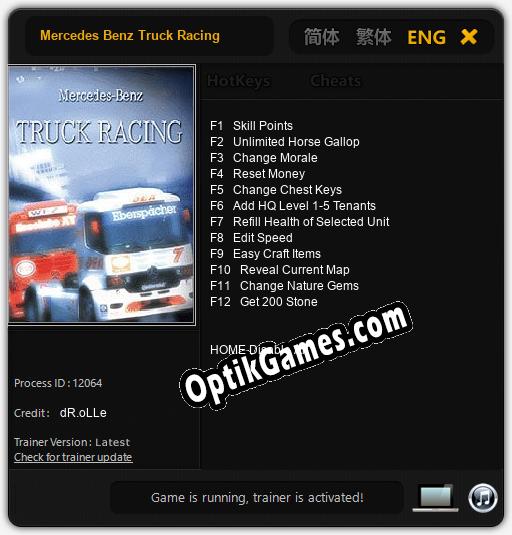 Mercedes Benz Truck Racing: TRAINER AND CHEATS (V1.0.61)
