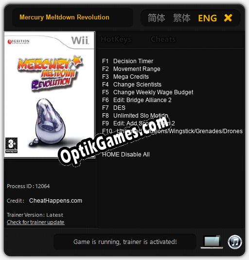 Mercury Meltdown Revolution: TRAINER AND CHEATS (V1.0.4)