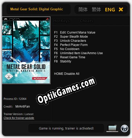 Trainer for Metal Gear Solid: Digital Graphic Novel [v1.0.2]