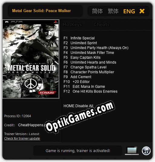 Metal Gear Solid: Peace Walker: Cheats, Trainer +12 [CheatHappens.com]