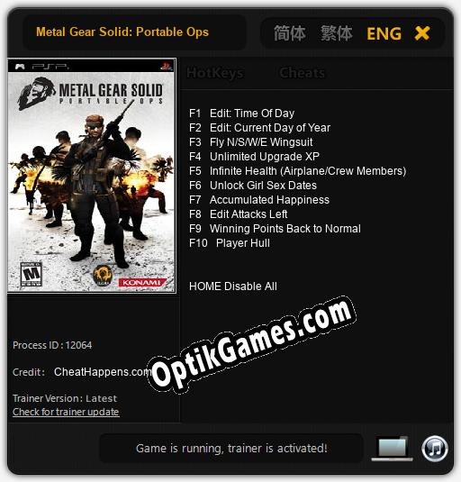 Metal Gear Solid: Portable Ops: TRAINER AND CHEATS (V1.0.40)