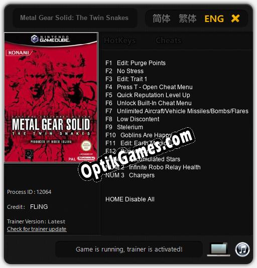 Metal Gear Solid: The Twin Snakes: Trainer +15 [v1.6]
