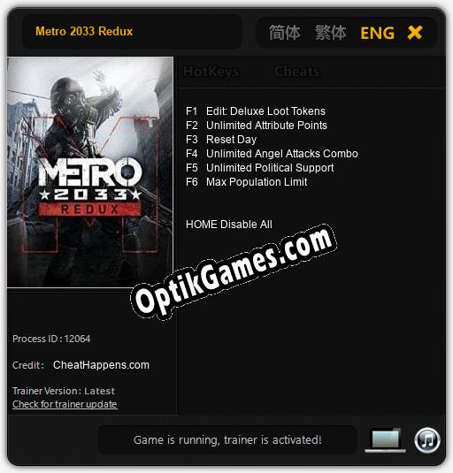 Metro 2033 Redux: TRAINER AND CHEATS (V1.0.32)