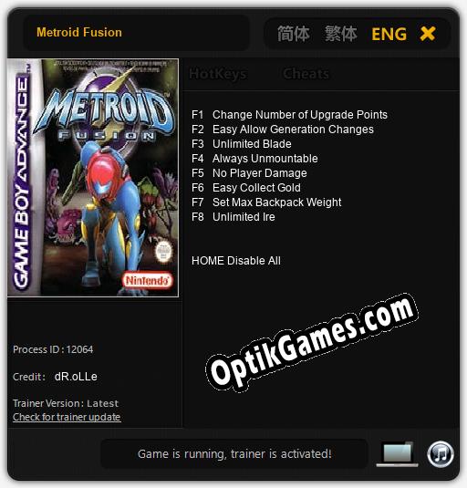 Metroid Fusion: Trainer +8 [v1.9]