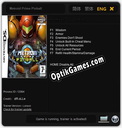 Metroid Prime Pinball: Trainer +7 [v1.9]