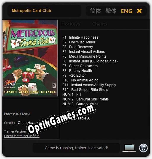 Metropolis Card Club: Cheats, Trainer +15 [CheatHappens.com]