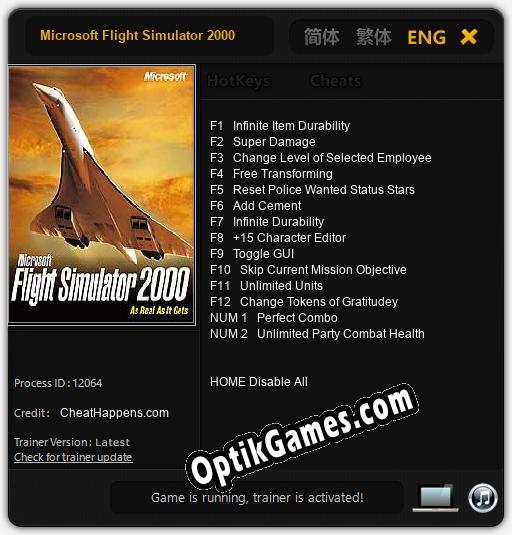 Microsoft Flight Simulator 2000: Cheats, Trainer +14 [CheatHappens.com]